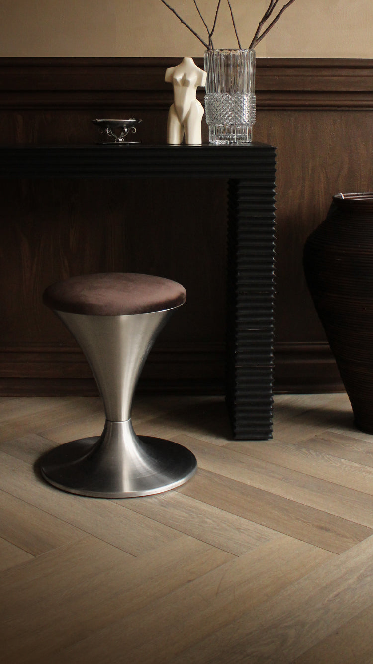 Vintage Atomic Metal & Velvet Stool