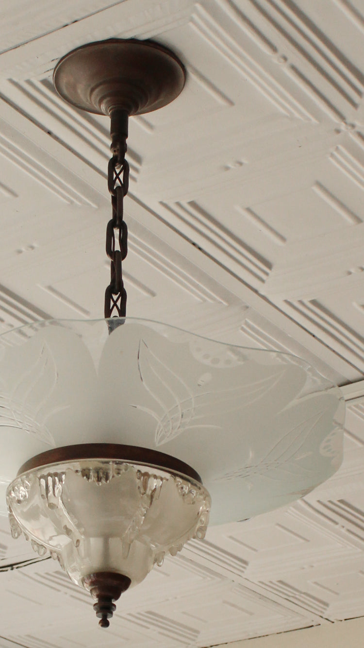1930's French Art Deco Slip Shade Light Fixture