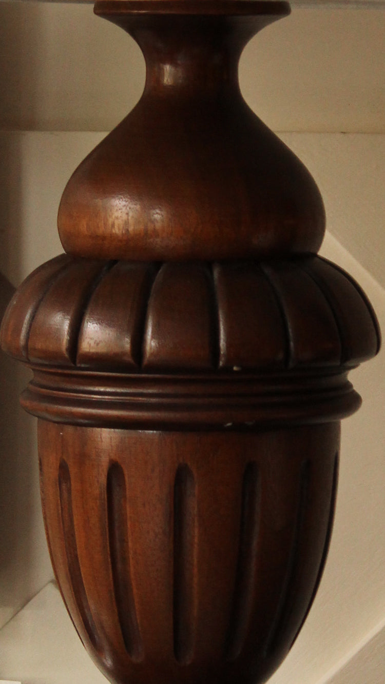Pair of Vintage Wooden Urn Table Lamps