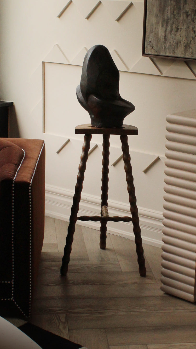 Vintage Bobbin Tripod Stool From France