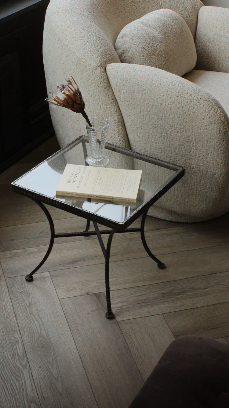 Vintage Mid Century Glass & Metal Side Table