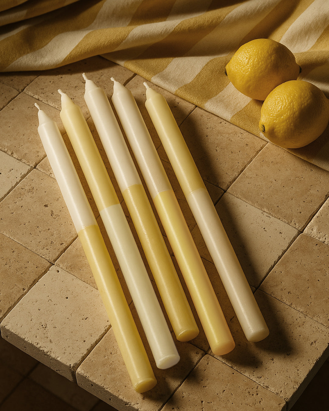 Limoncello Colour Block Taper Candles
