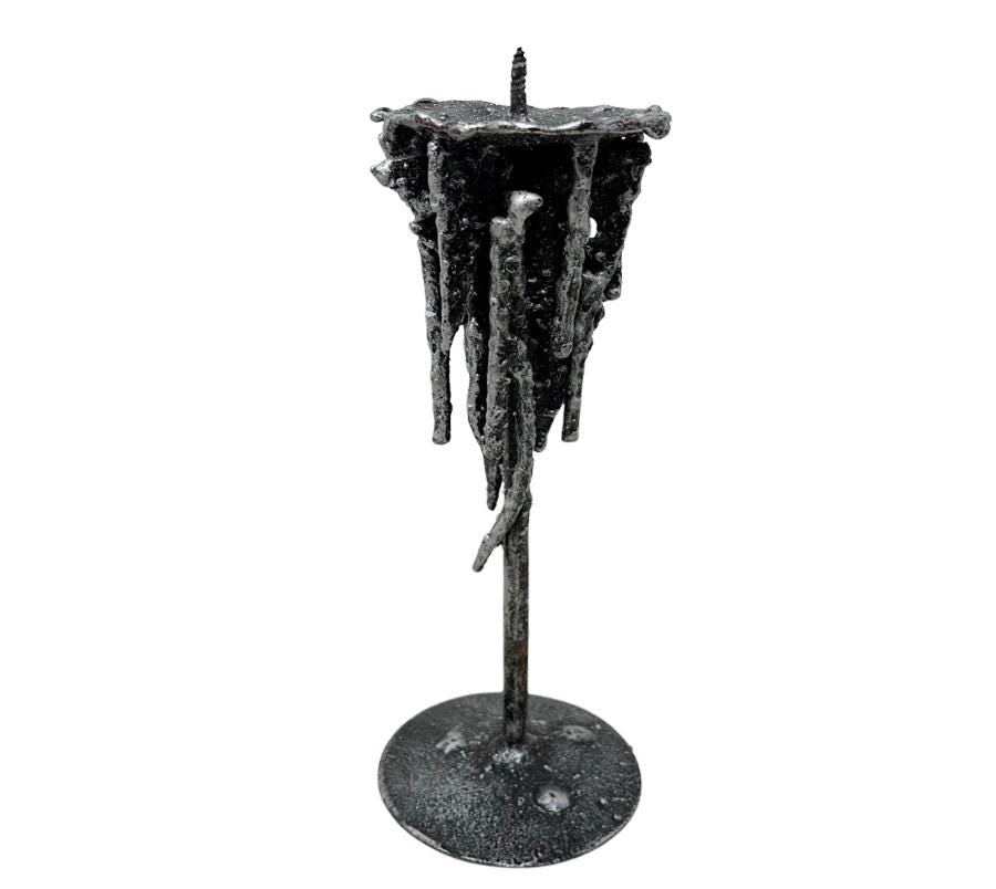 1950’s Italian Brutalist Cast Metal Candle Holders