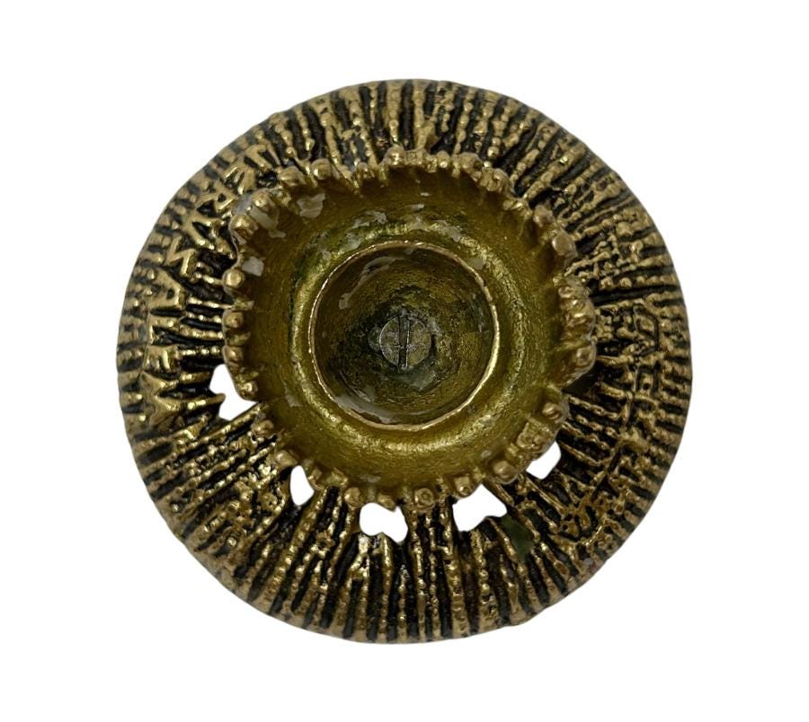 Pair of Brutalist Wainberg Brass Candle Holders