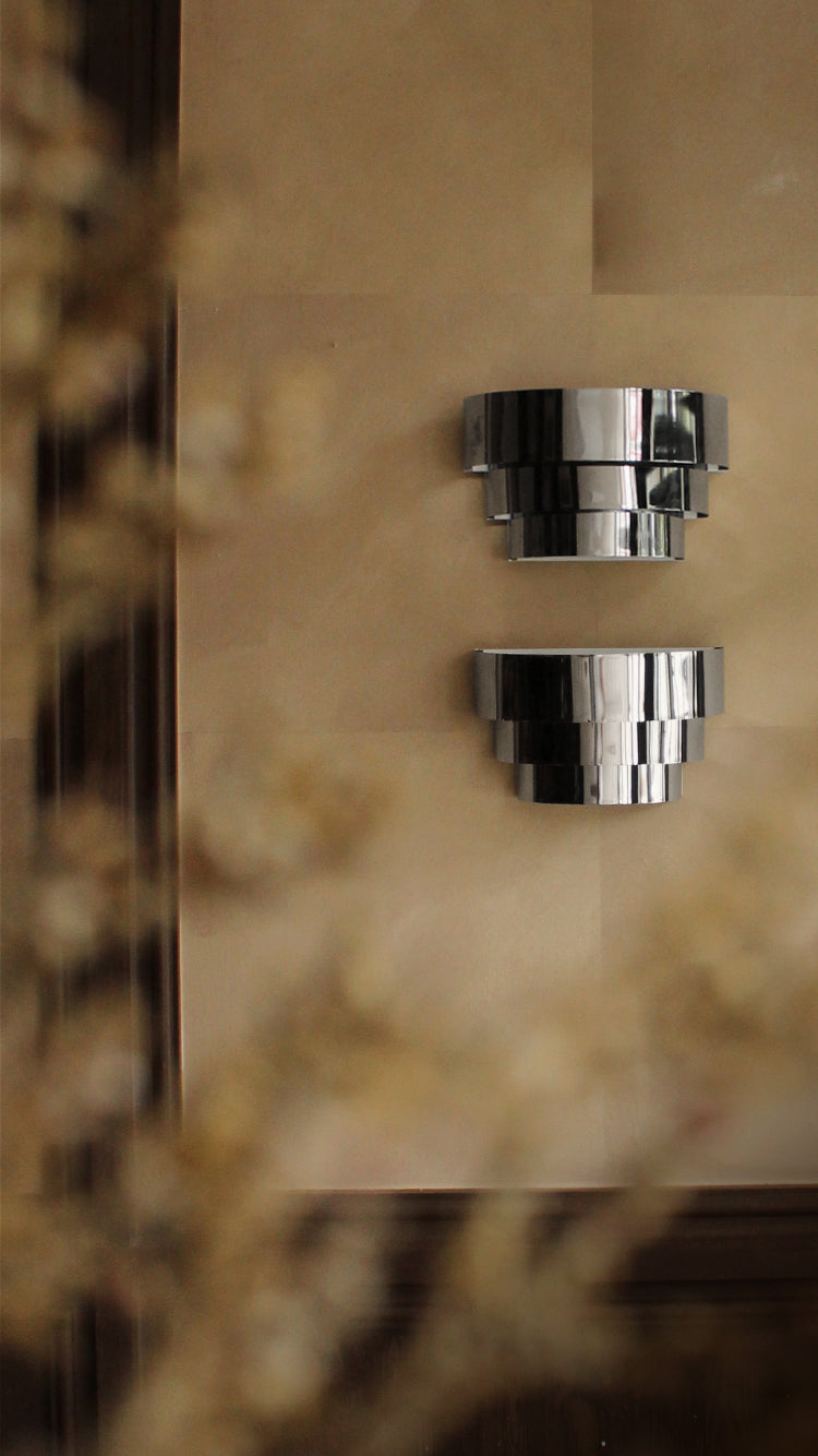 Vintage Deco Revival Chrome Wall Sconces