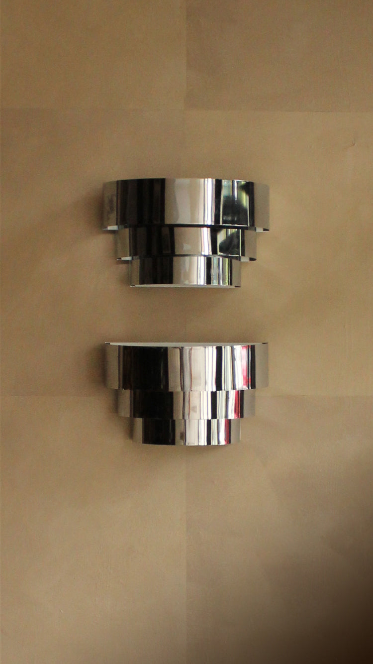 Vintage Deco Revival Chrome Wall Sconces