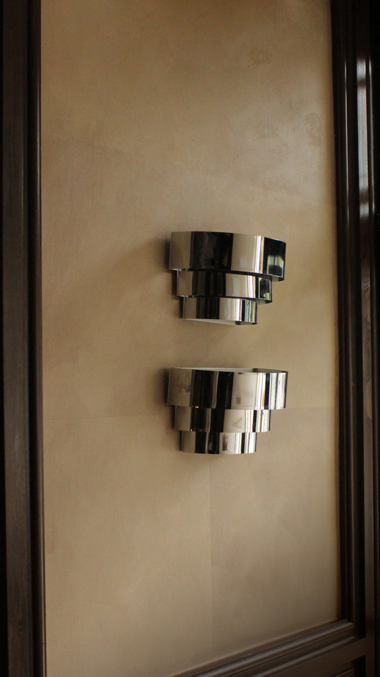 Vintage Deco Revival Chrome Wall Sconces