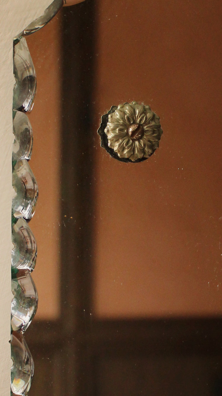Antique Mirror With Floral Rosettes