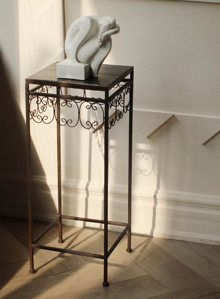 Vintage Pedestal With Distressed Tile Top