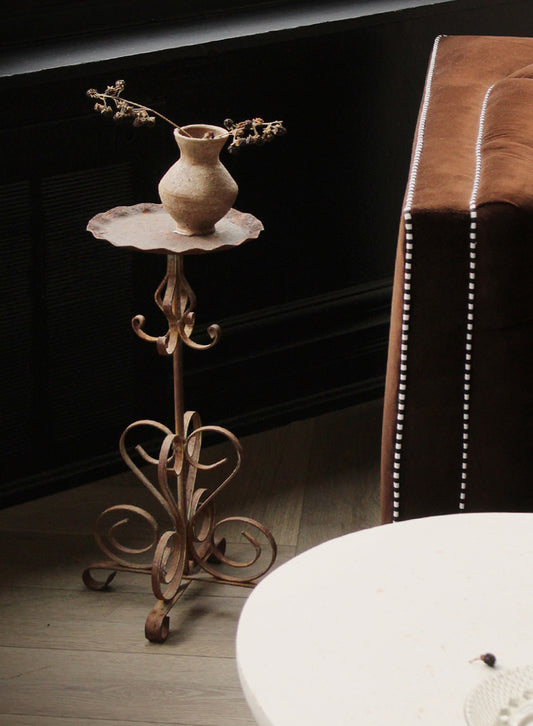 Vintage Wrought Iron Distressed Drink Table