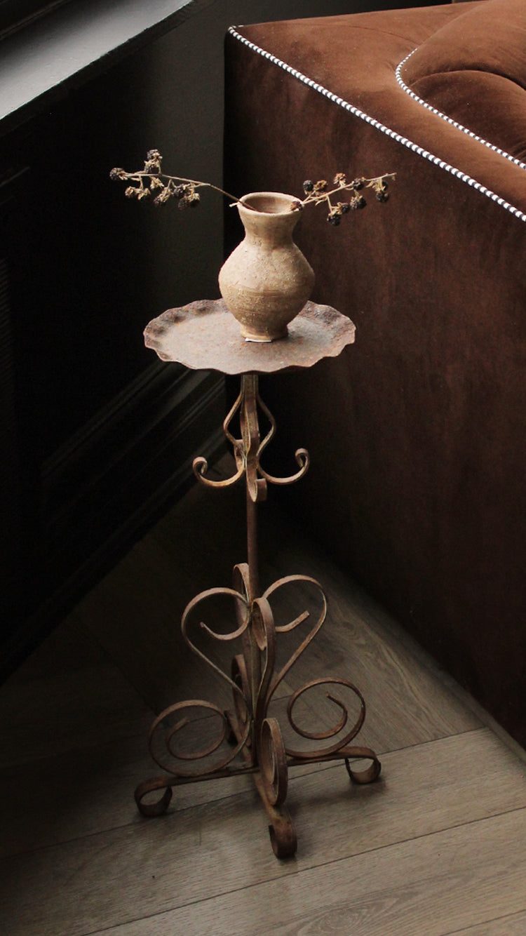 Vintage Wrought Iron Distressed Drink Table