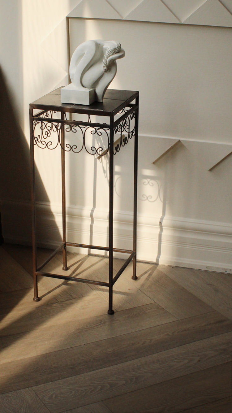 Vintage Pedestal With Distressed Tile Top