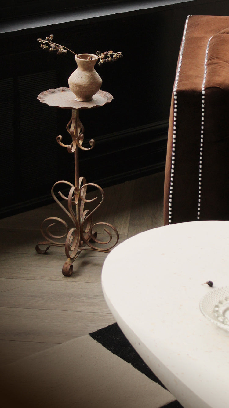 Vintage Wrought Iron Distressed Drink Table