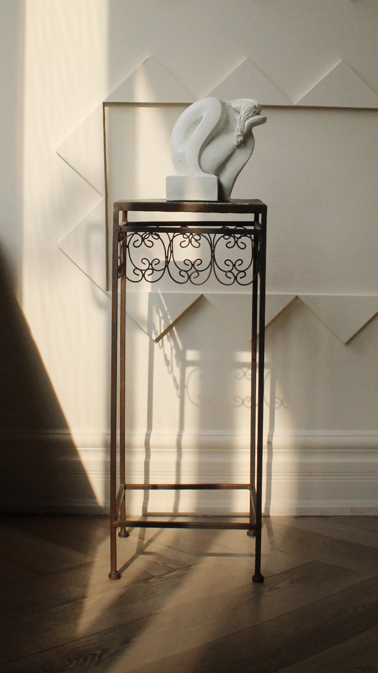 Vintage Pedestal With Distressed Tile Top