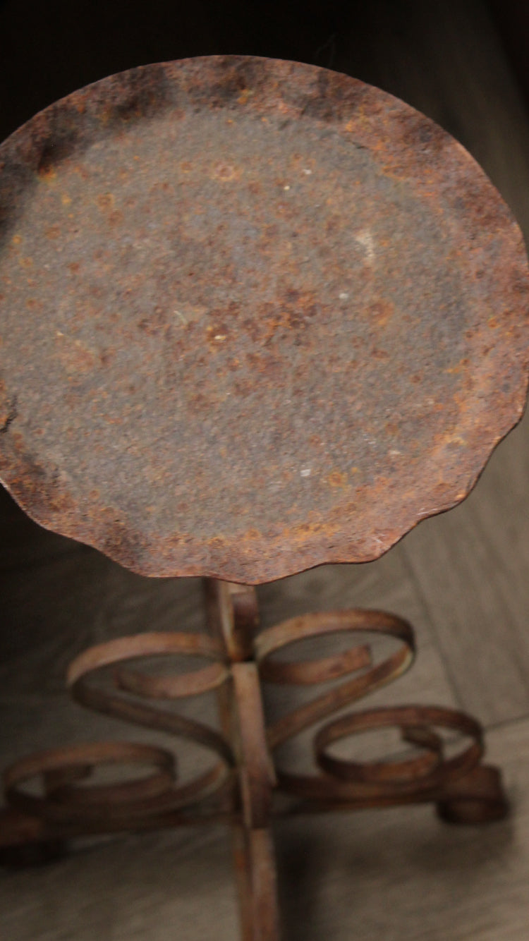 Vintage Wrought Iron Distressed Drink Table
