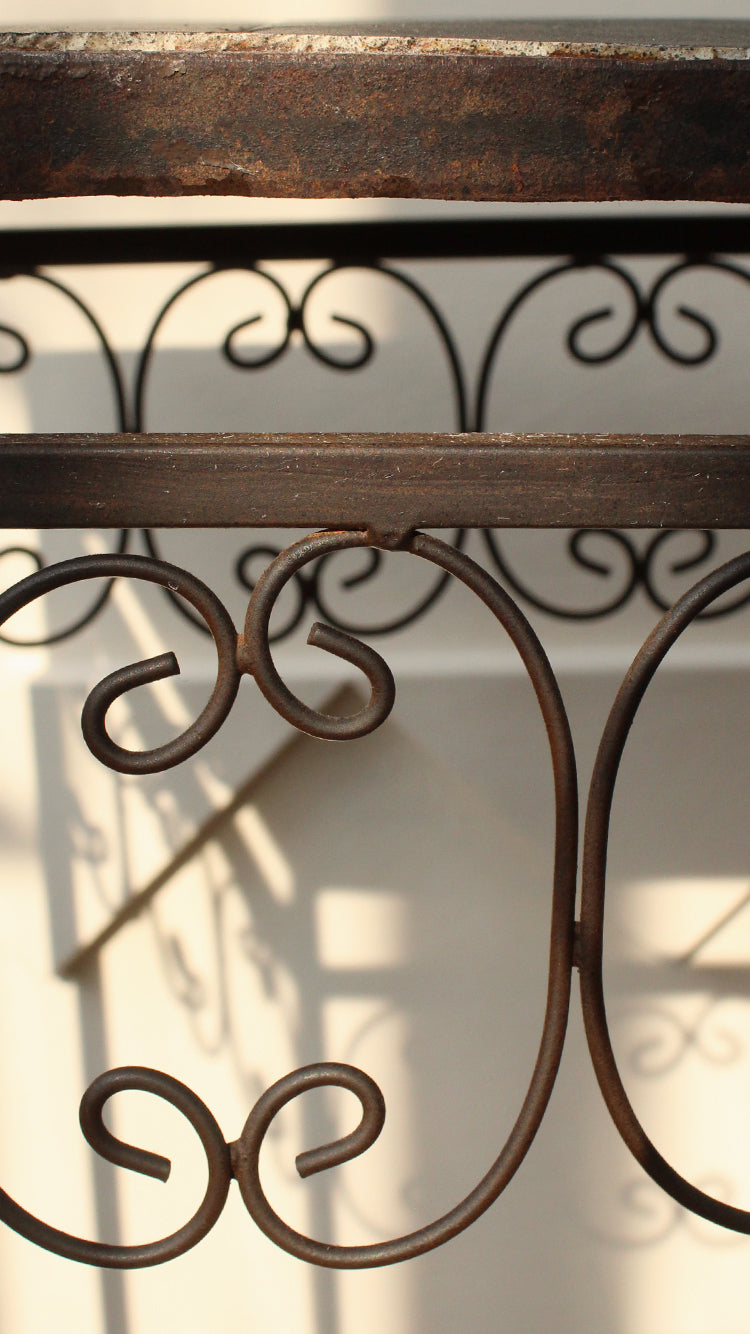 Vintage Pedestal With Distressed Tile Top