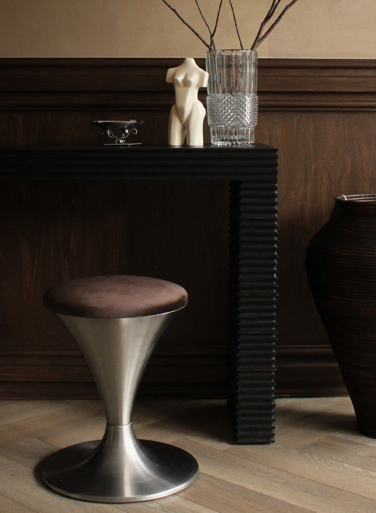 Vintage Atomic Metal & Velvet Stool