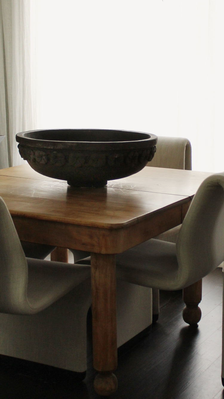 Vintage Large Distressed Cast Stone Bowl