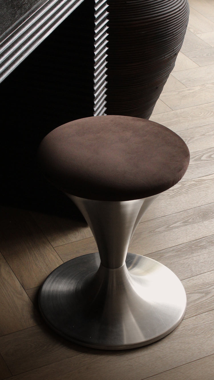 Vintage Atomic Metal & Velvet Stool