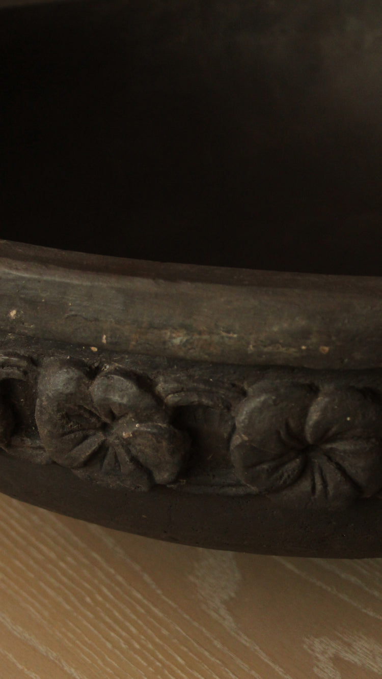 Vintage Large Distressed Cast Stone Bowl