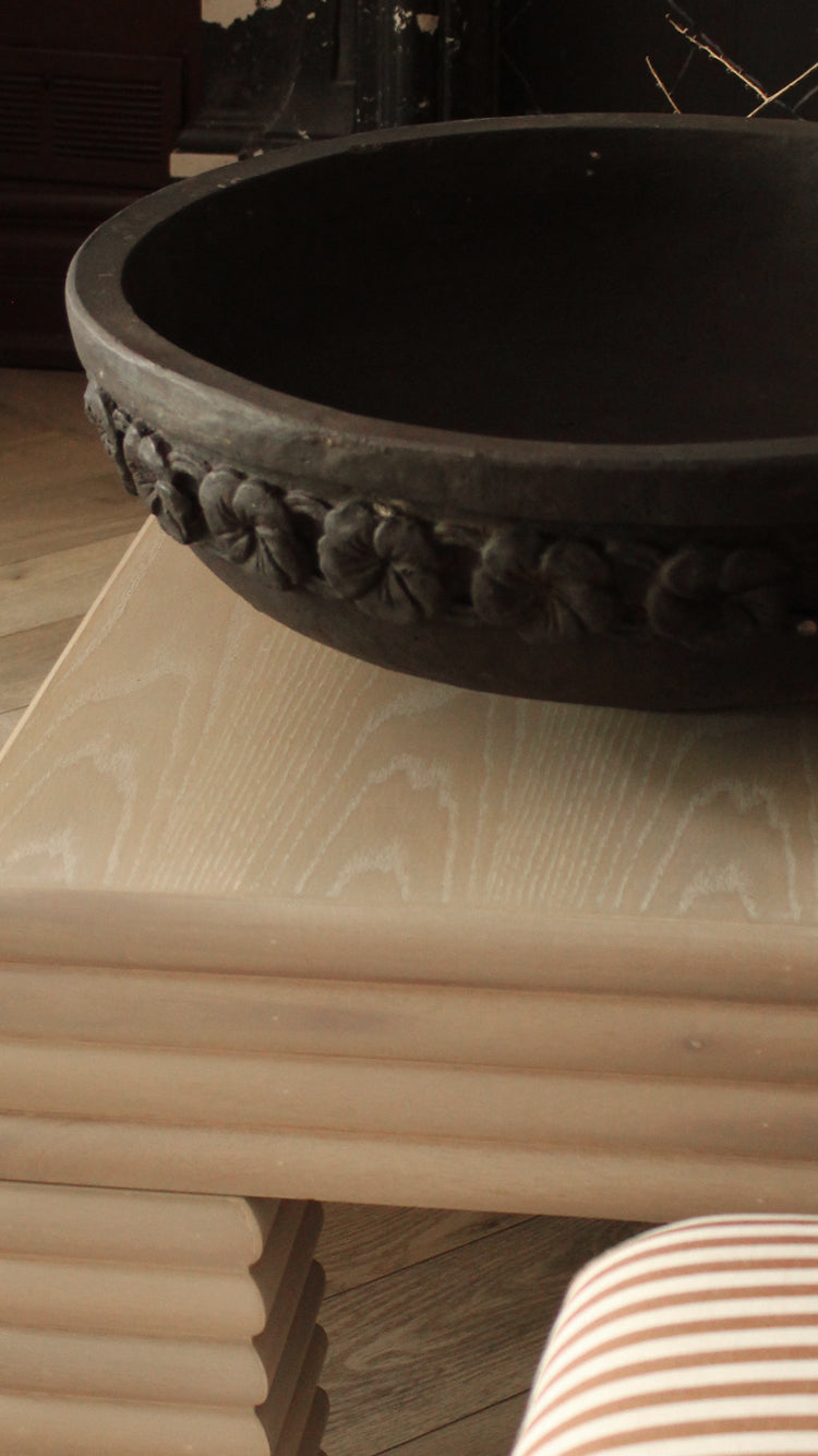 Vintage Large Distressed Cast Stone Bowl