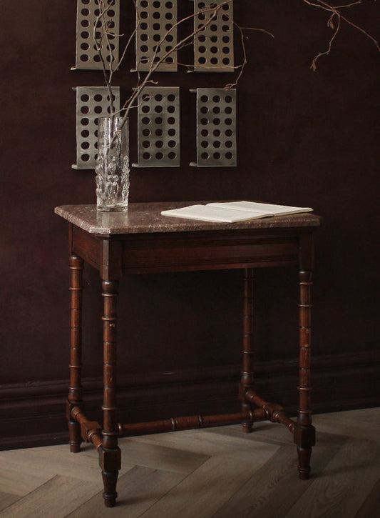 Vintage Marble-Topped Accent Table