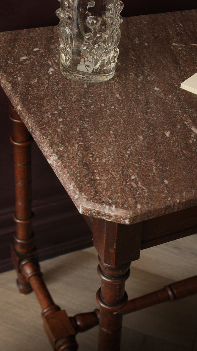 Vintage Marble-Topped Accent Table