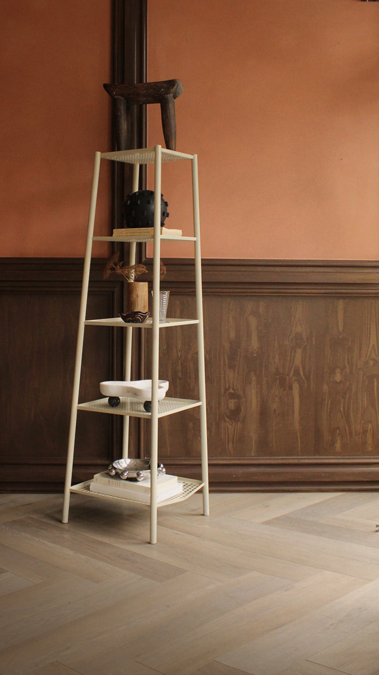 Vintage Industrial Perforated Metal Shelf