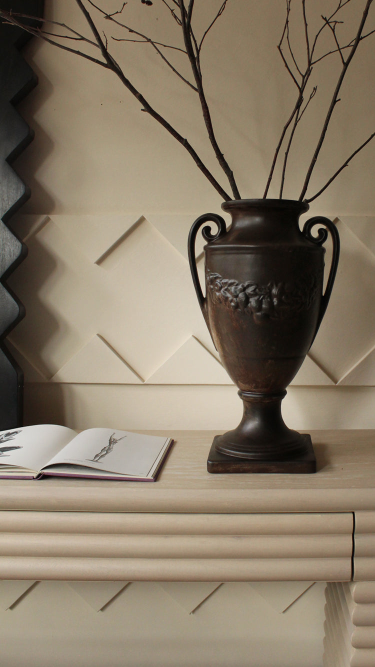 Vintage Painted Ceramic Urn