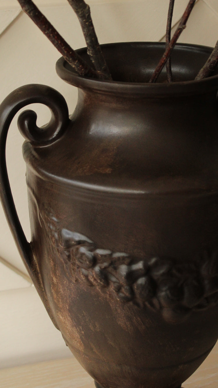 Vintage Painted Ceramic Urn