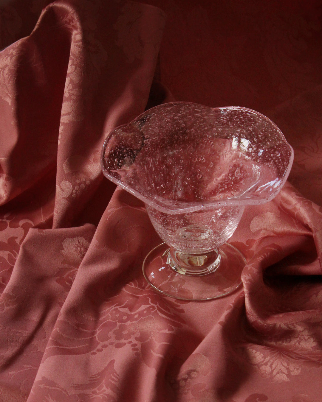Vintage Art Glass Pink Pedestal Bowl