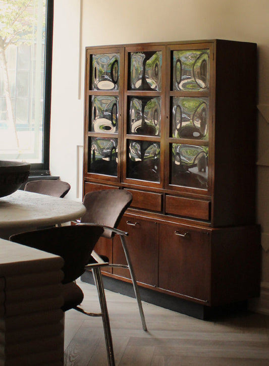 Vintage Hutch With Convex Glass Doors