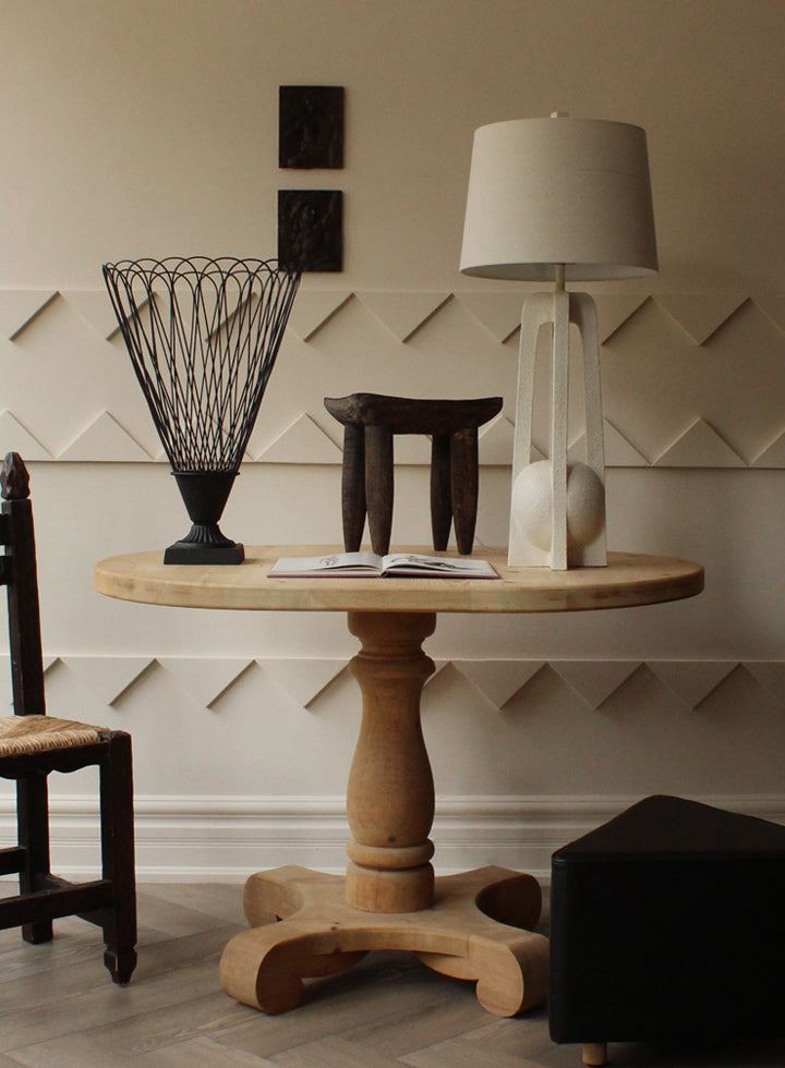 Vintage Raw Wood Oval Table