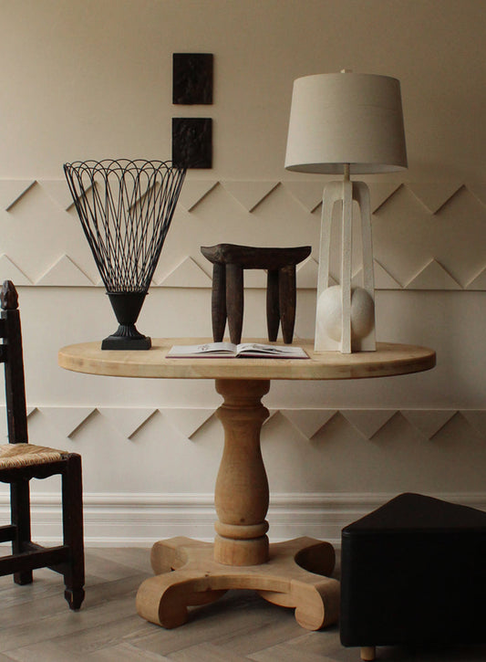 Vintage Raw Wood Oval Table