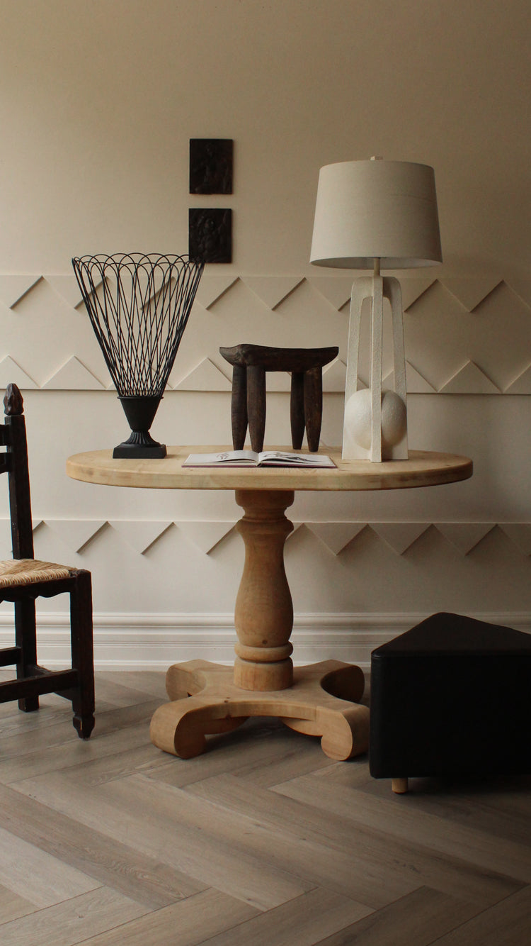 Vintage Raw Wood Oval Table