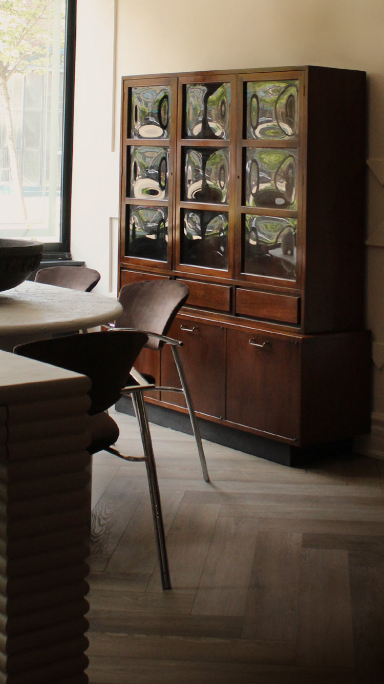 Vintage Hutch With Convex Glass Doors