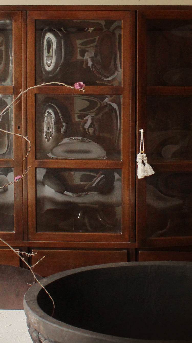 Vintage Hutch With Convex Glass Doors