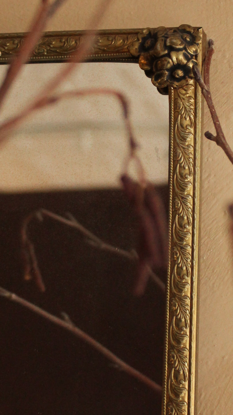 Vintage Rosette Brass Mirror