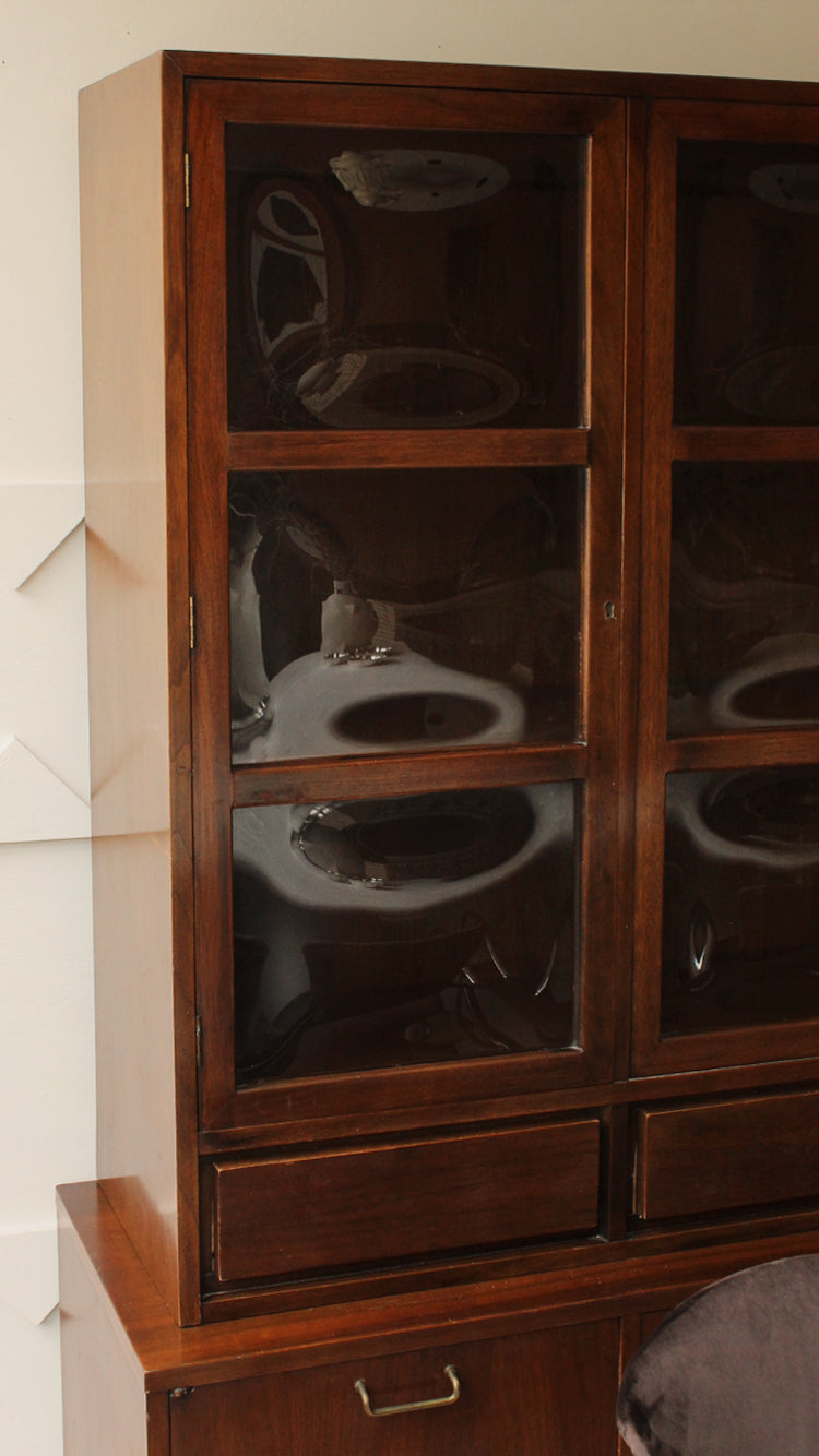 Vintage Hutch With Convex Glass Doors