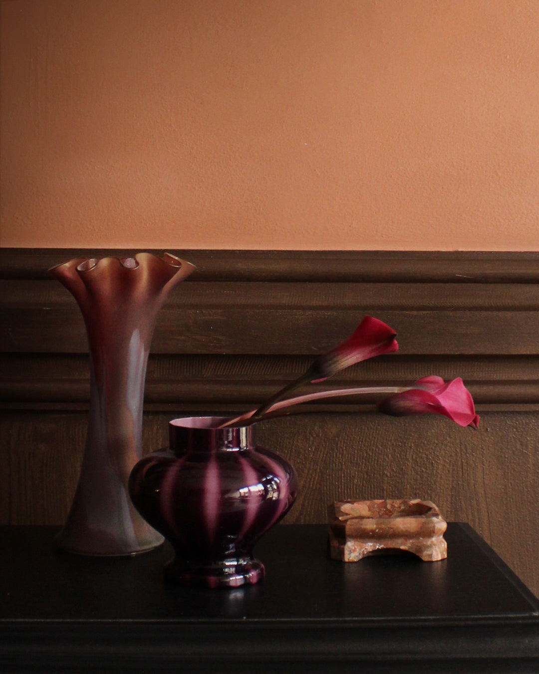 Vintage Art Glass Striped Vase