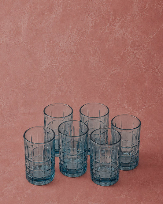 Set of Vintage Anchor Hocking Blueberry Tartan Glasses