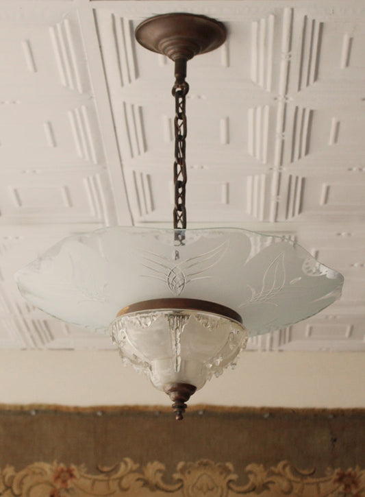 1930's French Art Deco Slip Shade Light Fixture