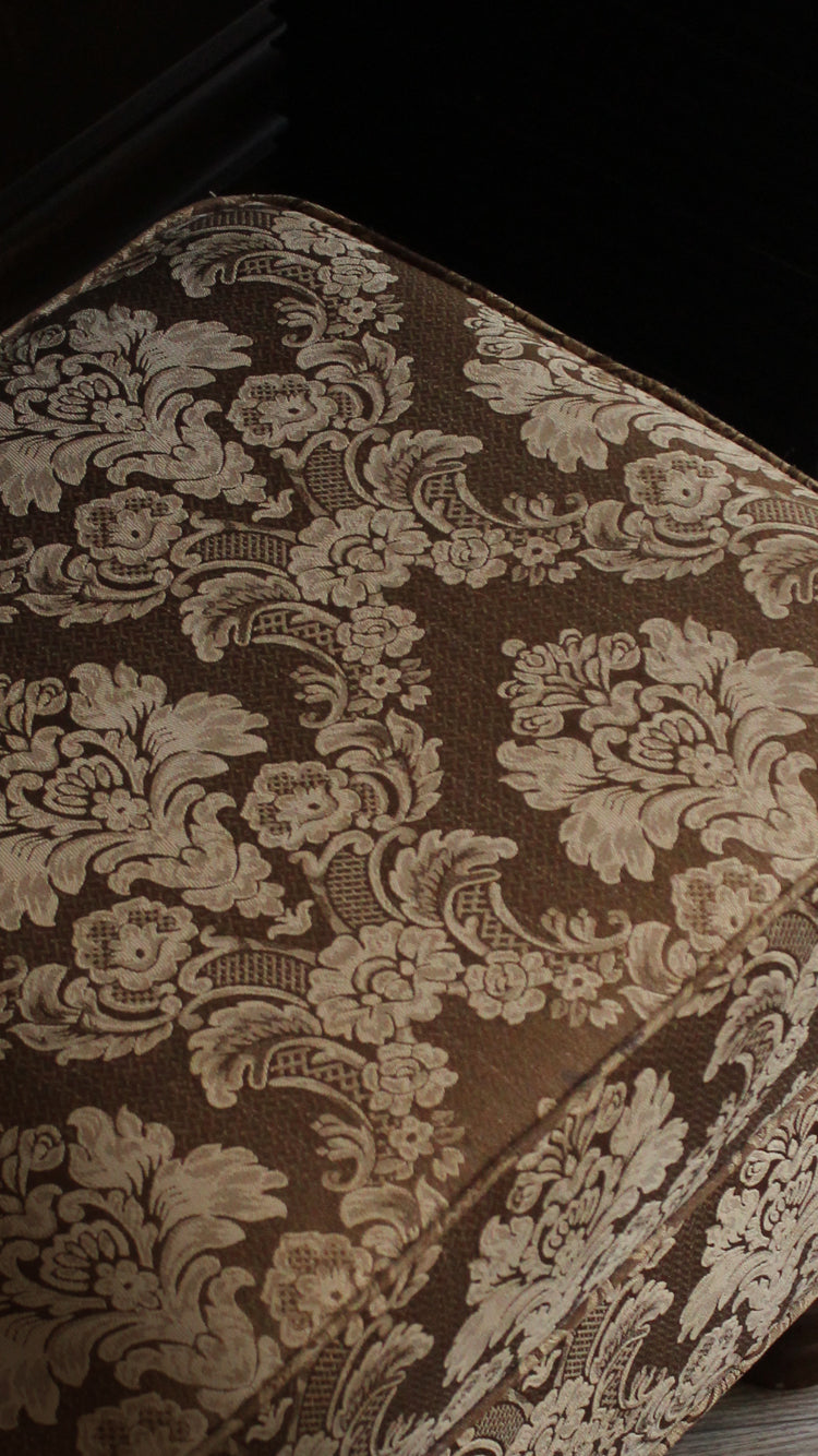 Vintage Damask Upholstered Ottoman