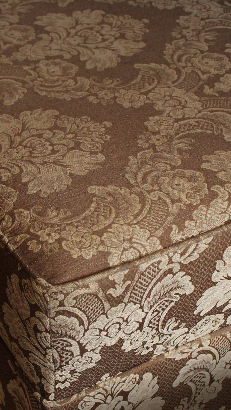 Vintage Damask Upholstered Ottoman