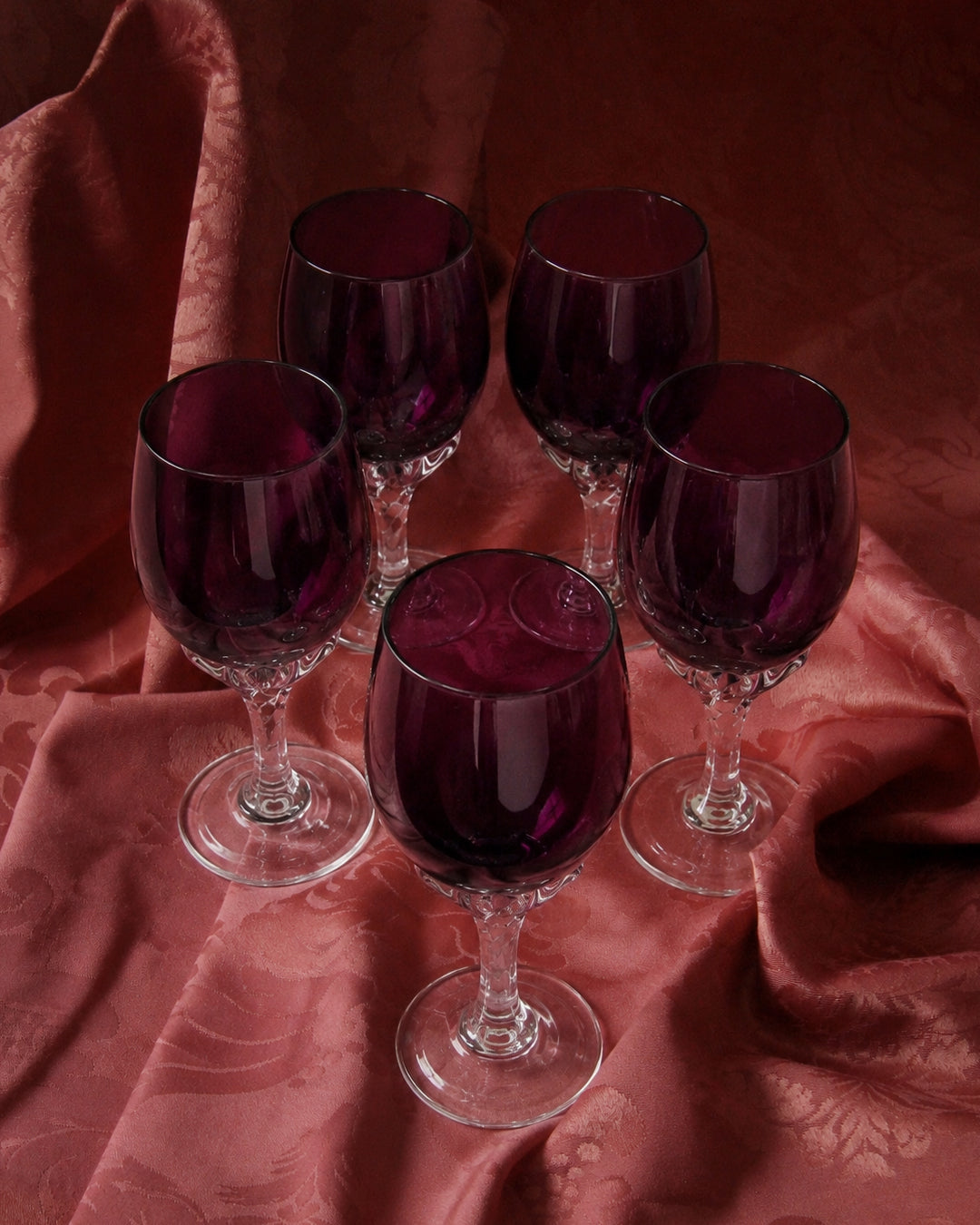 Set of 5 Vintage Amethyst Liqueur Glasses