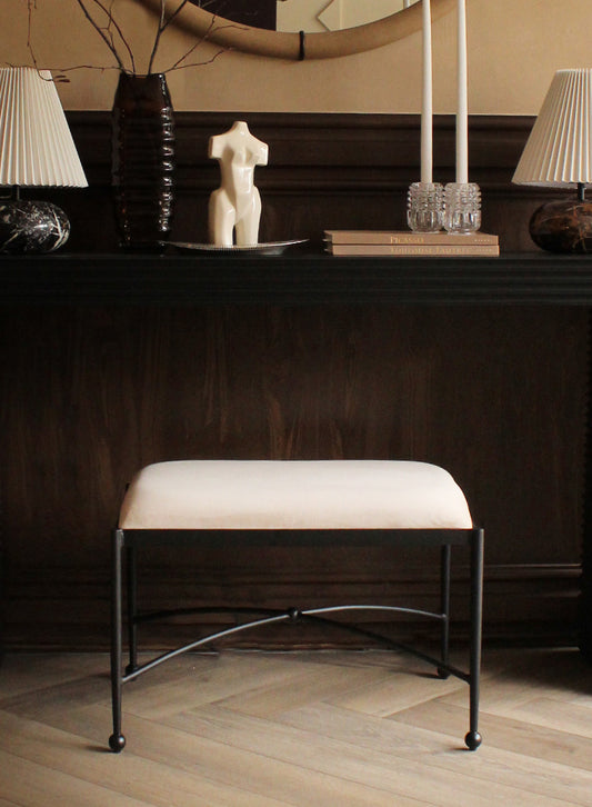 Ball Footed Velvet Bench