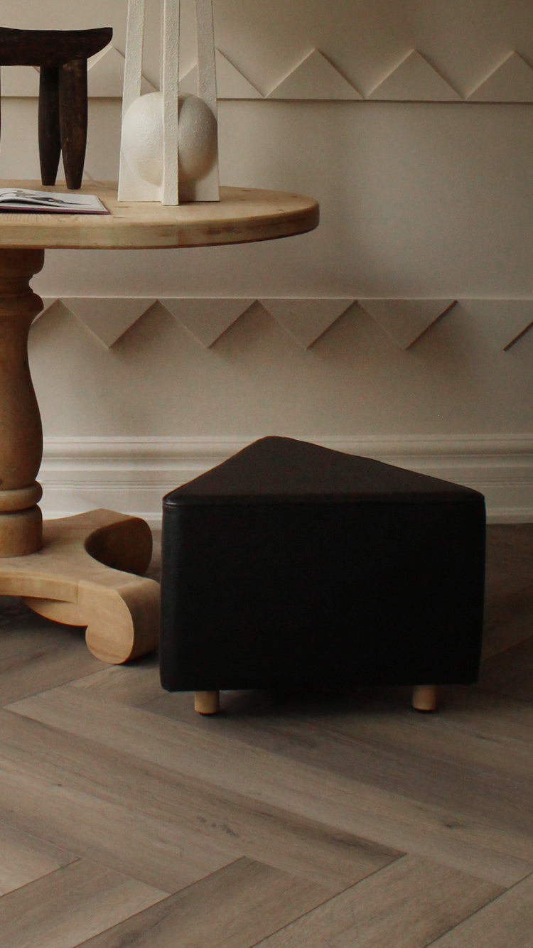 Vintage Triangular Vinyl Ottoman