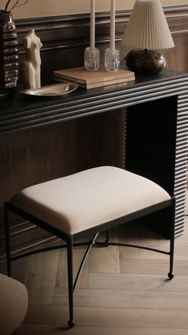 Ball Footed Velvet Bench