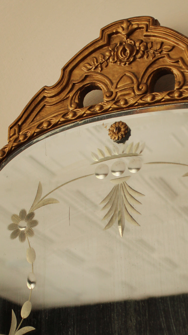 Antique Italian Wooden Frame Mirror