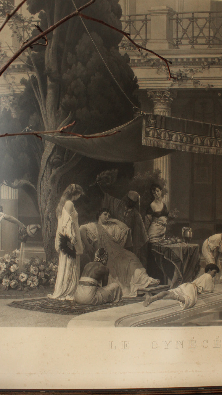 Distressed Vintage 'Le Gynécée' Framed Print by Gustave Boulanger
